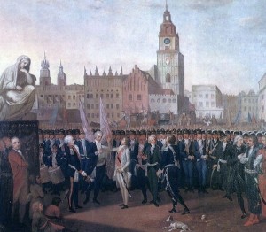 Insurekcja kościuszkowska. Przysięga Kościuszki na rynku krakowskim 24 marca 1794 r.