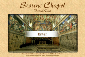 Kaplica Sykstyńska, screen pochodzi ze strony Kaplicy w 3D, http://www.vatican.va/various/cappelle/index_sistina_en.htm