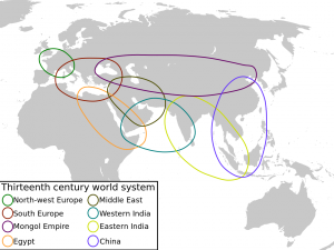 XIII wieczny system-świat na podstawie badań J. Abu-Lughod. Źródło: wikipedia