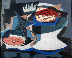 Emil Filla - Martwa natura z łososiem - jeden z obrazów do zakupienia na aukcji