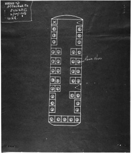Schemat autobusu z zaznaczonym miejscem, w którym usiadła Rosa Parks 1 grudnia 1955 roku CC BY-SA 3.0