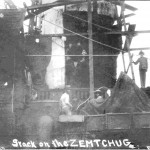 Lekki krążownik Żemczug uszkodzony podczas bitwy pod Cuszimą, fot 27 lipca 1905 r
