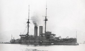 Mikasa, japoński okręt flagowy admirała Togo, 1905 r