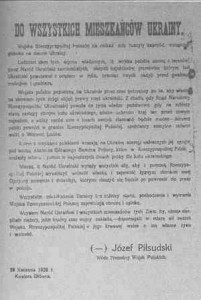 Odezwa J. Piłsudskiego z 26 kwietnia 1920 r. do wszystkich mieszkańców Ukrainy (w j. polskim) 