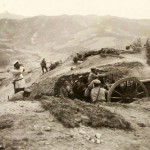 Żołnierze z 6 Wchodniosyberyjskej Brygady Artylerii podczas walk o przełęcz Dalin 14 czerwca 1904 roku