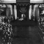 Car Mikołaj II wygłasza przemówienie z tronu w Pałacu Zimowym przed otwarciem 1. Dumy Państwowej. 27 kwietnia (10 maja) 1906