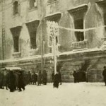 Spalony budynek sądu, Piotrogród, marzec 1917
