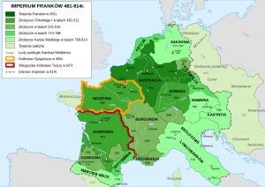 Mapa rozwoju Imperium Franków w latach 481-814