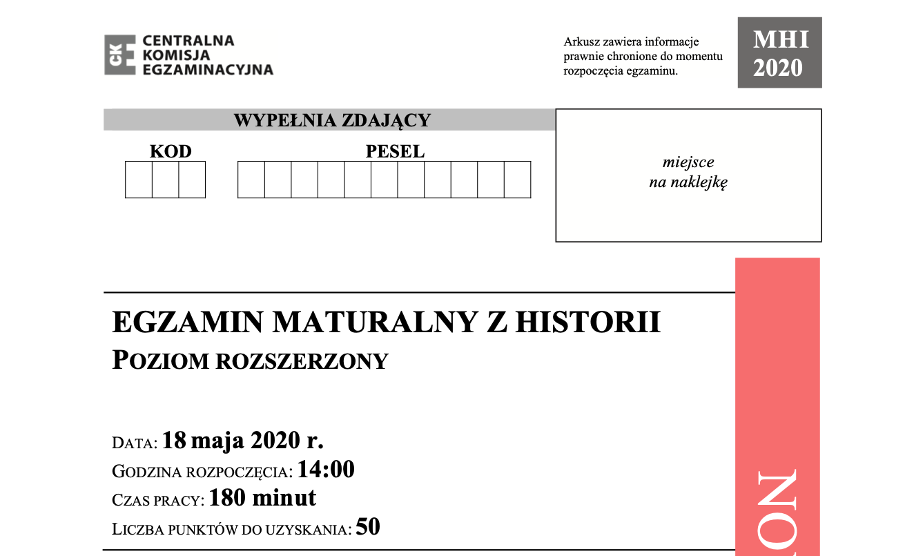 Matura Z Historii Podstawa Programowa Zagadnienia Wymagania Egzaminacyjne HISTORIA