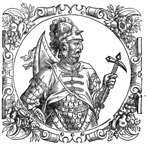 Bolesław III Krzywousty. Rycina pochodzi z dzieła Alessandra Guagniniego Sartmatiae Europeae descriptio (1578)